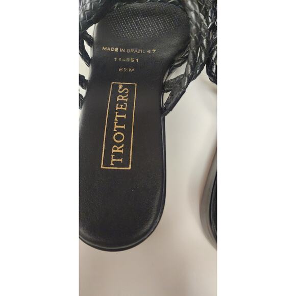 Trotters Jewel Vintage Black Leather Slide Flat Sandal Shoes Size 6.5M - Picture 9 of 10
